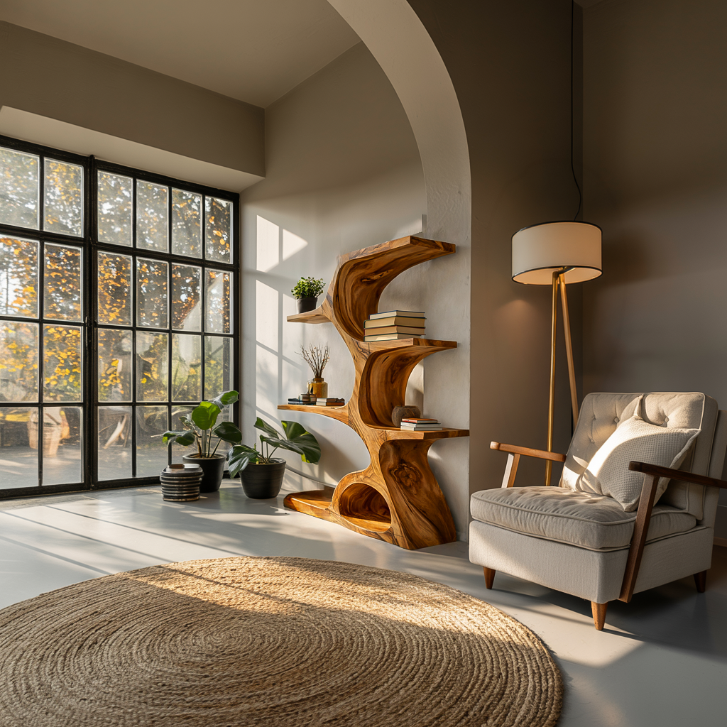 Artistic Curved Bookshelf For Contemporary Home Lynnsnail