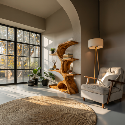 Artistic Curved Bookshelf For Contemporary Home Lynnsnail
