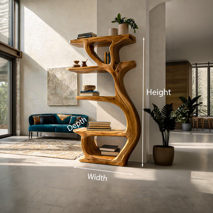 Modern Wooden Branch Tree Bookshelf For Living Room Lynnsnail