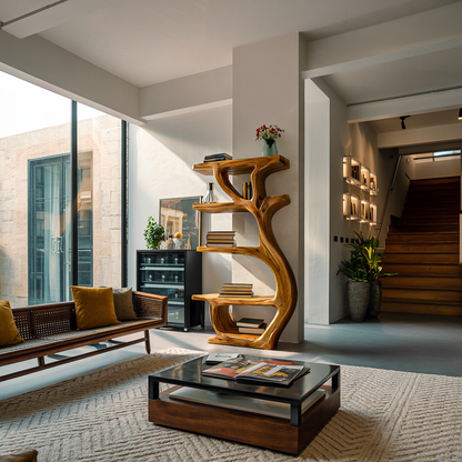 Modern Wooden Branch Tree Bookshelf For Living Room Lynnsnail