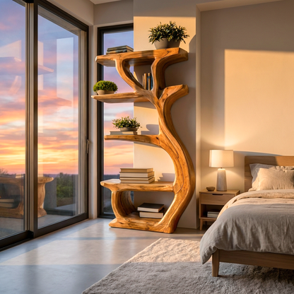 Modern Wooden Branch Tree Bookshelf For Living Room Lynnsnail