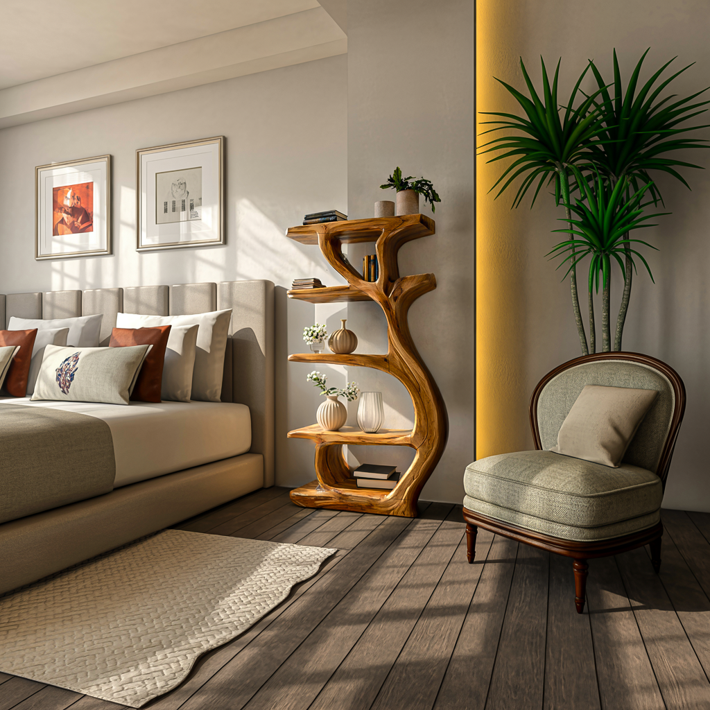 Modern Wooden Branch Tree Bookshelf For Living Room Lynnsnail