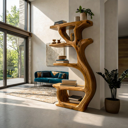 Modern Wooden Branch Tree Bookshelf For Living Room Lynnsnail