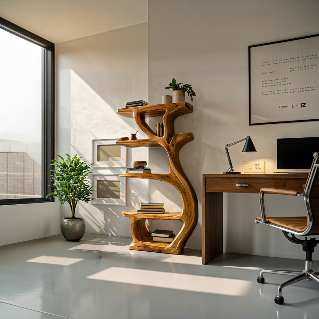 Modern Wooden Branch Tree Bookshelf For Living Room Lynnsnail