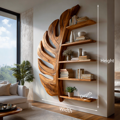 Artistic Wooden Leaf Statement Wall Bookshelf For Elegant Interiors Lynnsnail