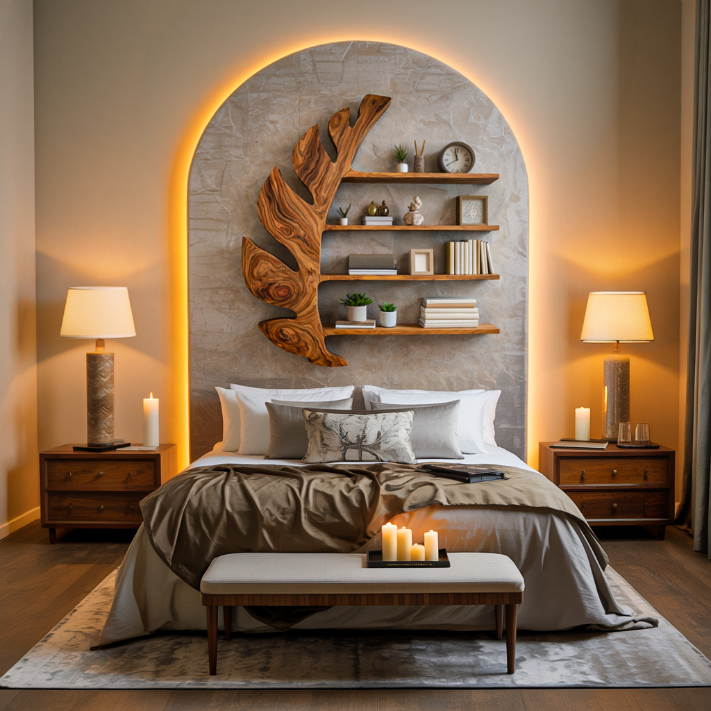 Organic Wooden Leaf Floating Bookshelf For Modern Home Lynnsnail