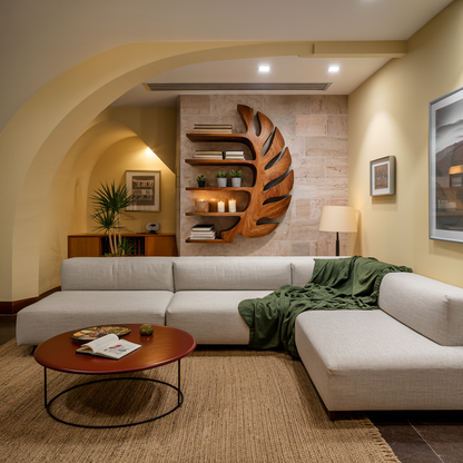 Sculptural Wood Monstera Leaf Bookshelf For Contemporary Interior Lynnsnail