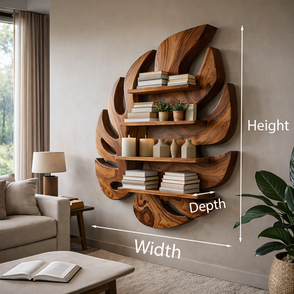 Modern Wooden Leaf Floating Bookshelf For Living Room Lynnsnail