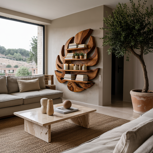 Modern Wooden Leaf Floating Bookshelf For Living Room Lynnsnail