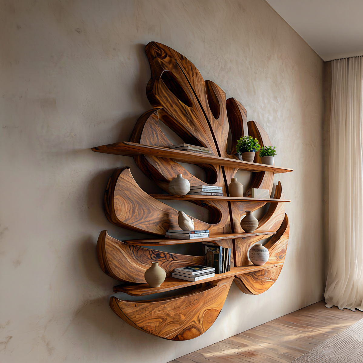 Modern Wooden Leaf Shape Shelf For Modern Home Lynnsnail
