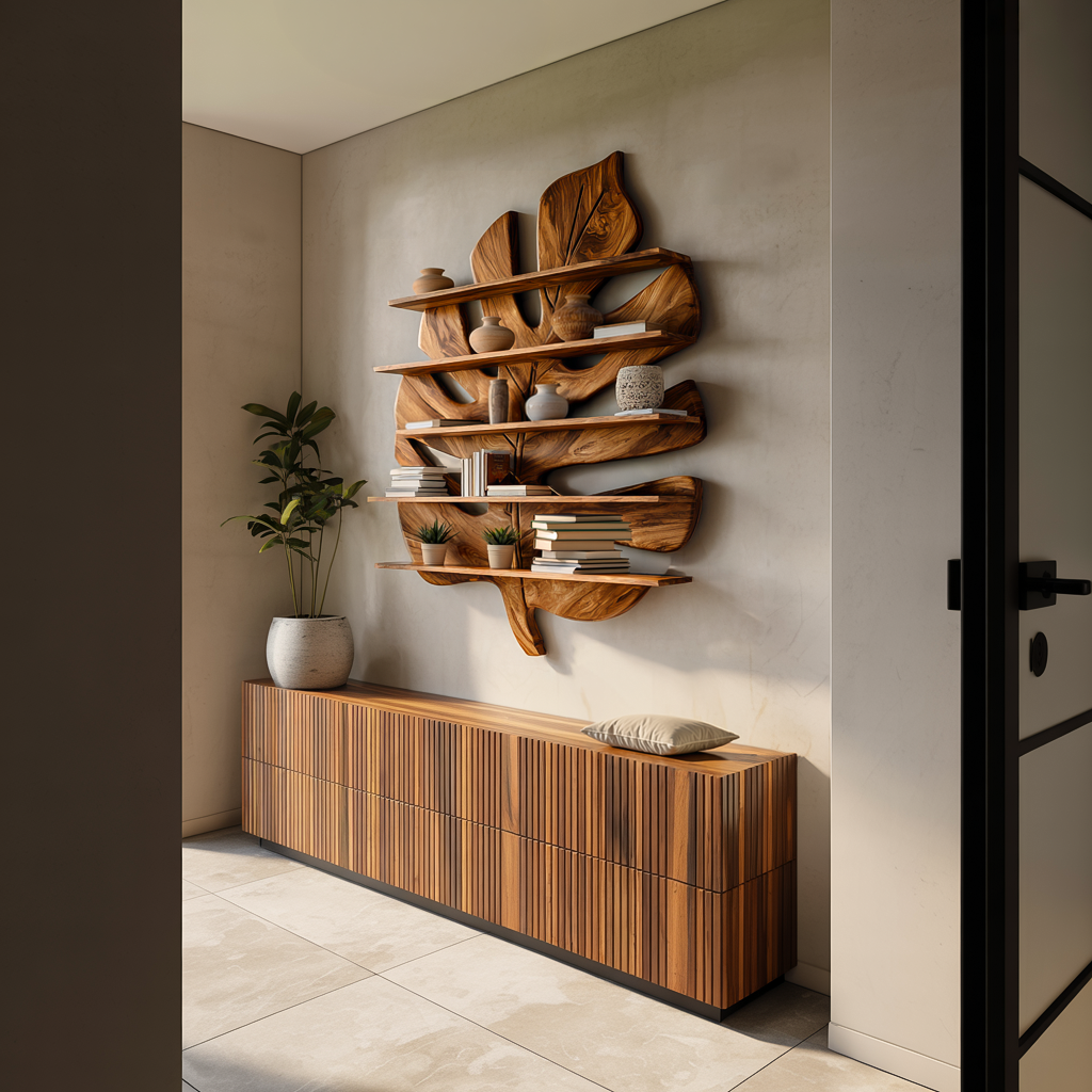 Contemporary Wooden Leaf Bookshelf For Living Room Design Lynnsnail