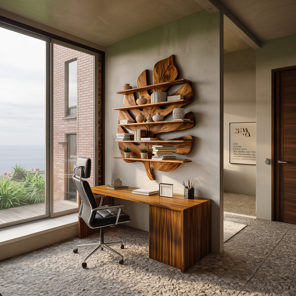 Contemporary Wooden Leaf Bookshelf For Living Room Design Lynnsnail