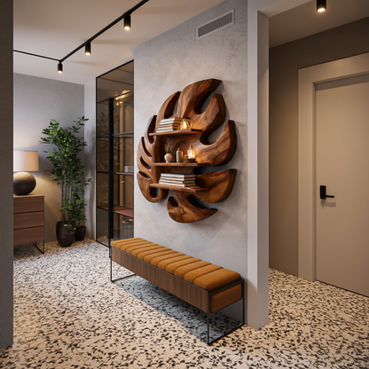 Wooden Leaf Inspired Wall Mounted Bookshelf For Living Decor Lynnsnail