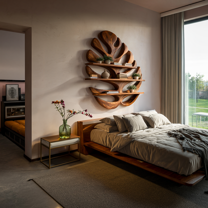 Wood Monstera Leaf Bookshelf for Modern Minimalist Home Lynnsnail