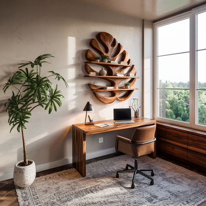 Wood Monstera Leaf Bookshelf for Modern Minimalist Home Lynnsnail