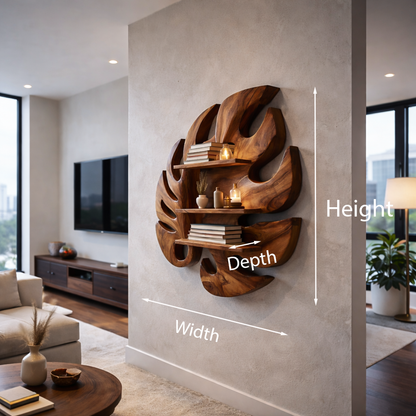 Wooden Leaf Inspired Wall Mounted Bookshelf For Living Decor Lynnsnail