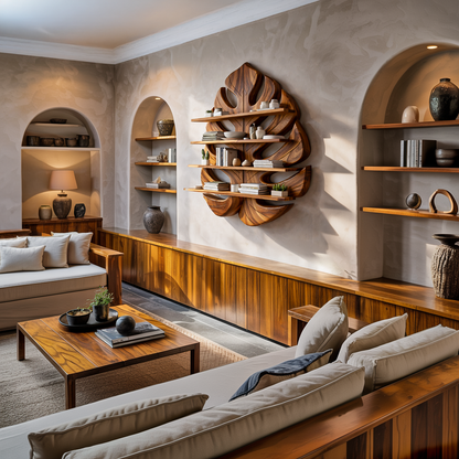 Wooden Leaf Bookshelf for Living Room Plant and Book Display Lynnsnail