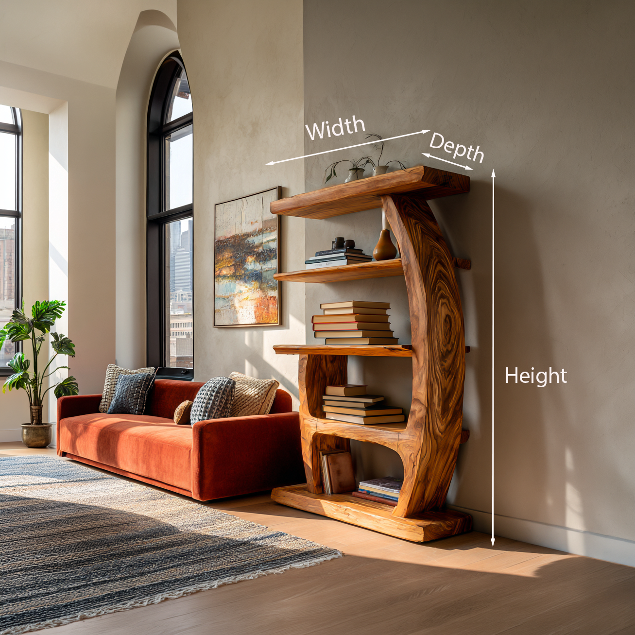Artistic Bookshelf With Tiers For Living Room Lynnsnail
