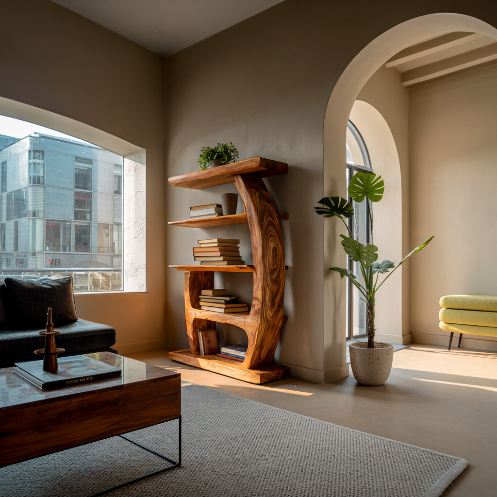 Artistic Bookshelf With Tiers For Living Room Lynnsnail
