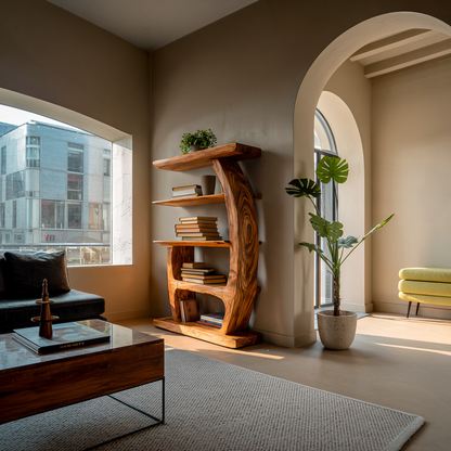 Artistic Bookshelf With Tiers For Living Room Lynnsnail