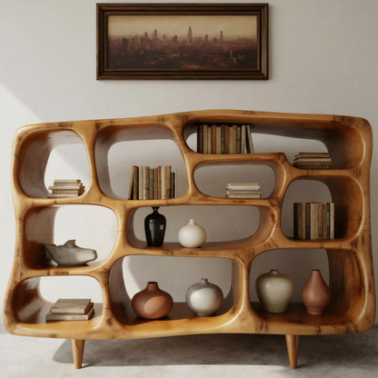 Modern Organic Bookshelf With Open Shelves For Living Room Or Office Lynnsnail