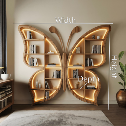 Butterfly Bookshelf With LED For Living Room Or Bedroom Lynnsnail