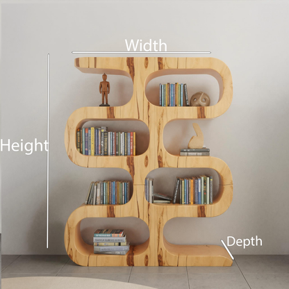 Modern Curved Bookshelf For Japandi Or Minimalist Living Room Lynnsnail