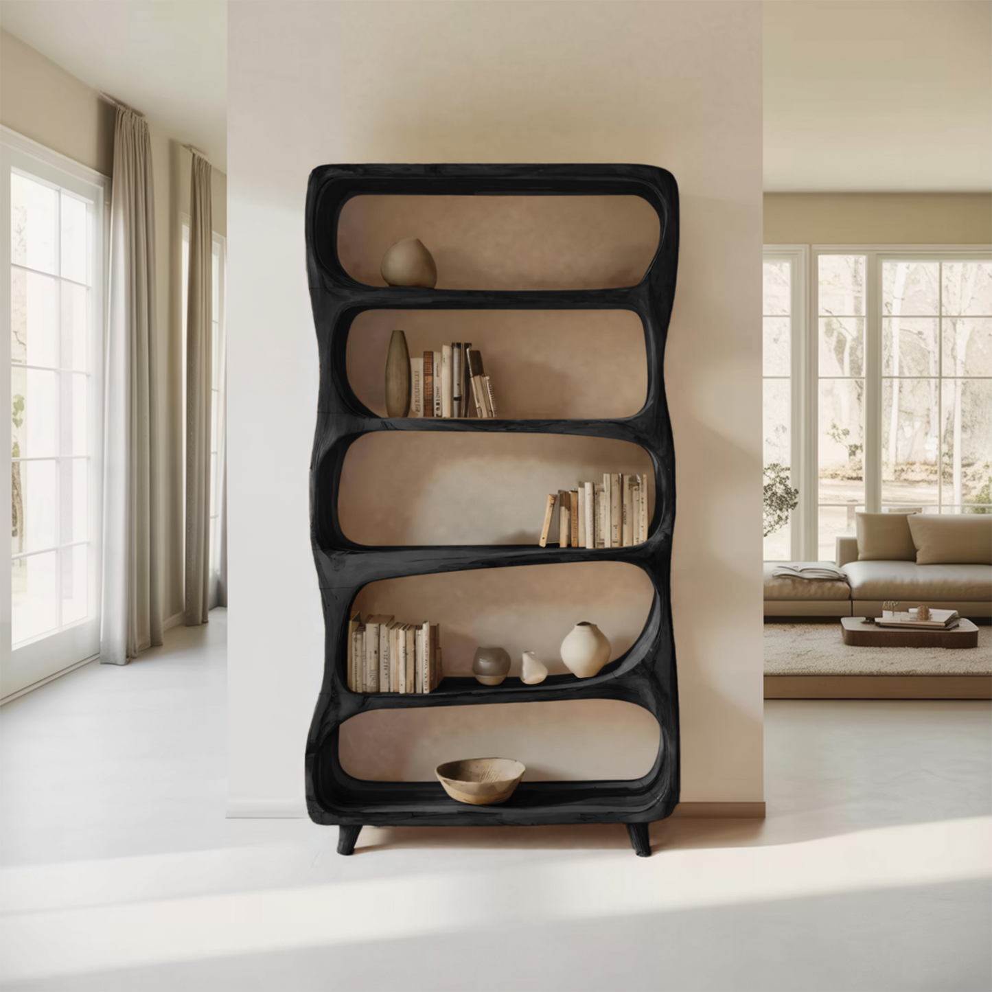 Handcrafted Bookshelf With Open Shelving Unit For Living Room Lynnsnail