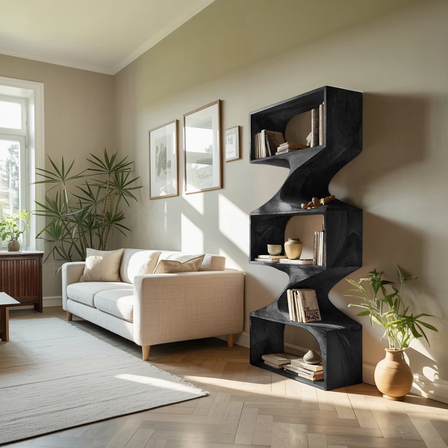 Modern Sculptural Wall Bookcase For Living Room Or Office Lynnsnail