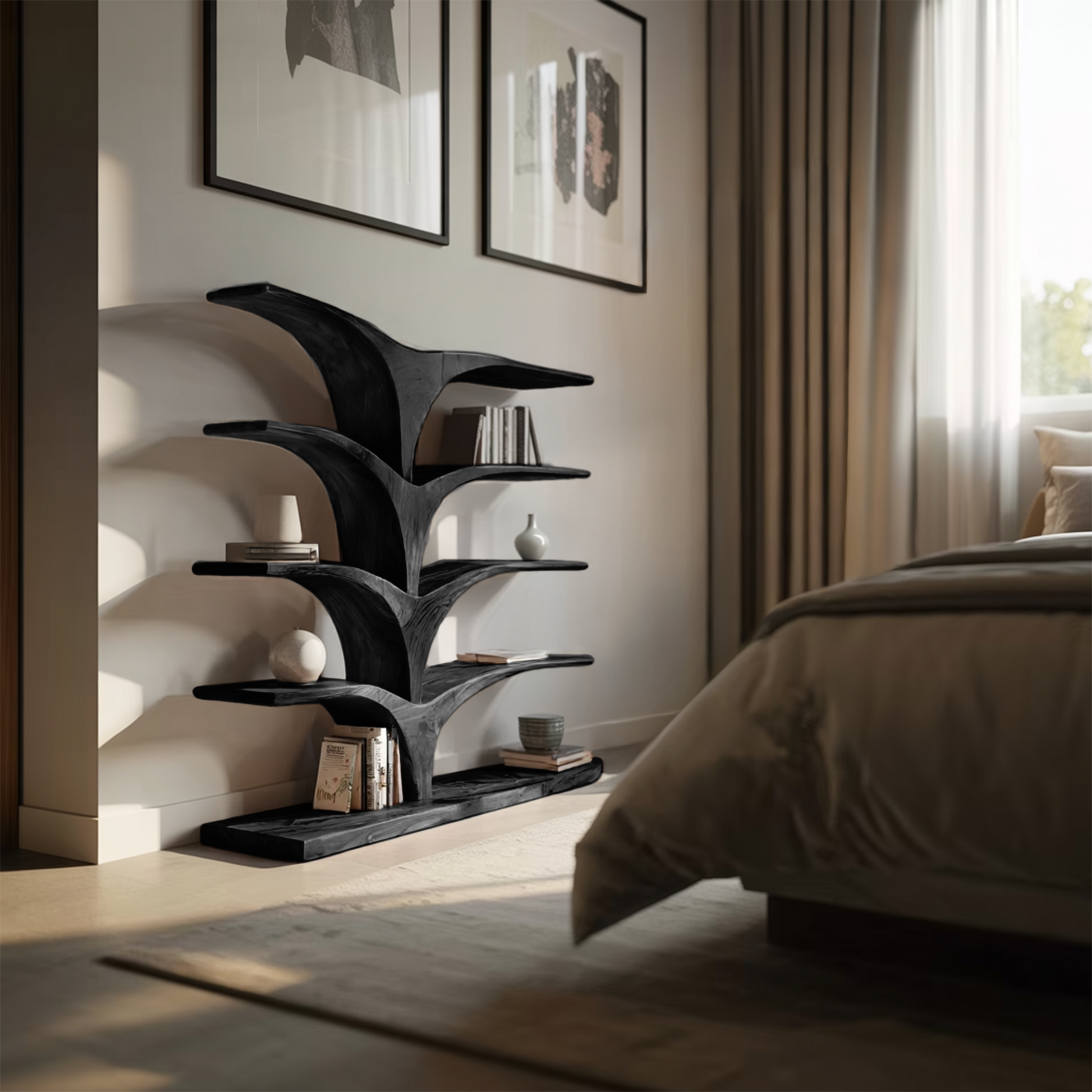 Contemporary Curved Bookshelf For Modern Interior Lynnsnail