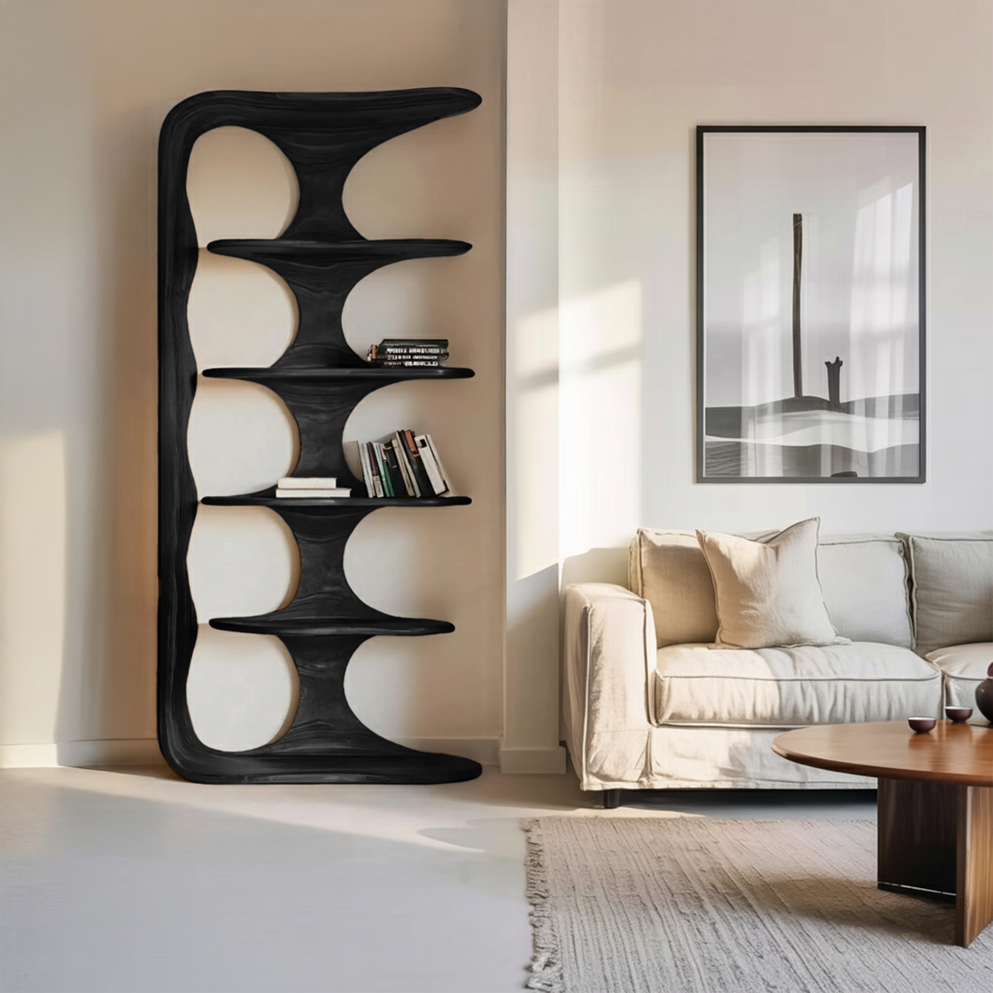 Contemporary Sculptural Vertical Bookshelf For Living Room Lynnsnail