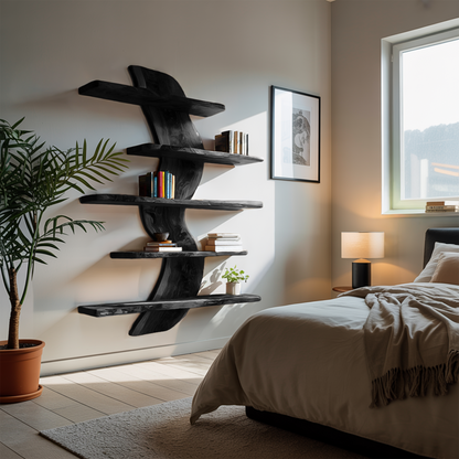 Sculptural Wall Mounted Bookshelf For Modern Living Room Lynnsnail