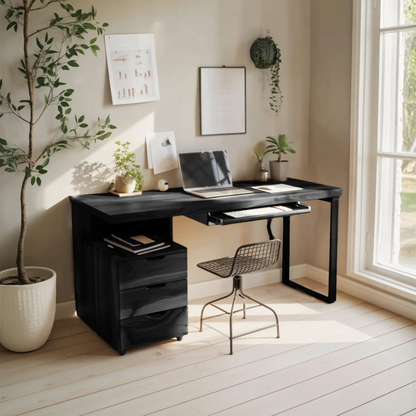 Contemporary Desk with Drawer For Home Office Workspace Lynnsnail
