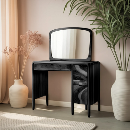 Mid Century Vanity Desk With Drawers For Bedroom And Dressing Corner Lynnsnail
