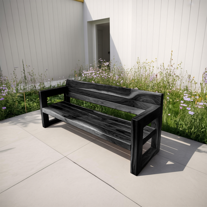 Modern Solid Wood Outdoor Bench With Armrests For Garden Or Entryway Lynnsnail