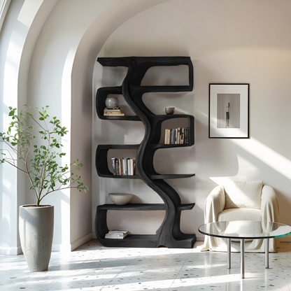 Organic Sculptural Bookshelf With Wavy Design For Living Room Lynnsnail