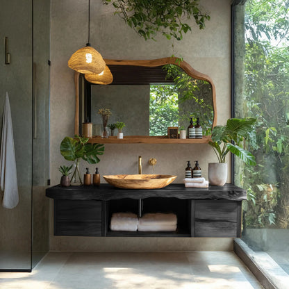 Natural Wood Floating Vanity For Bathroom Upgrade Lynnsnail