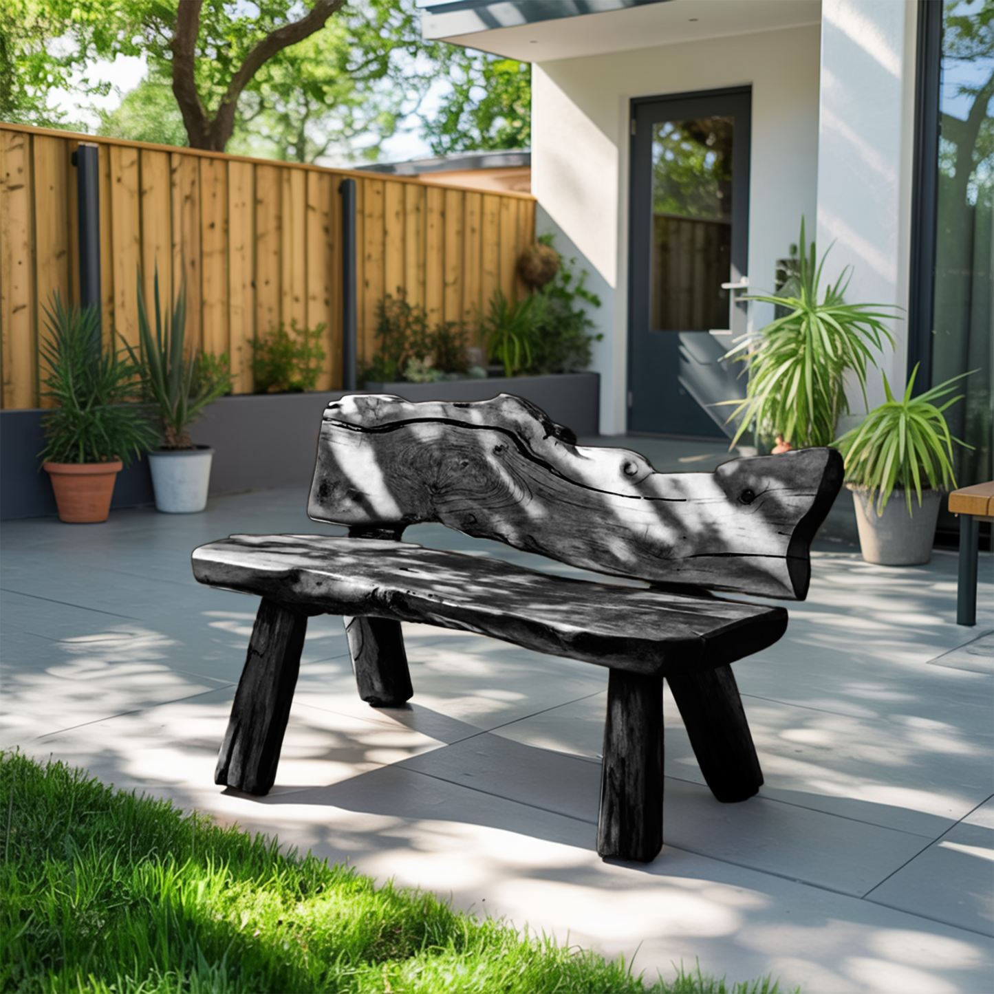 Rustic Live Edge Garden Bench For Patio Backyard And Forest Cabin Lynnsnail