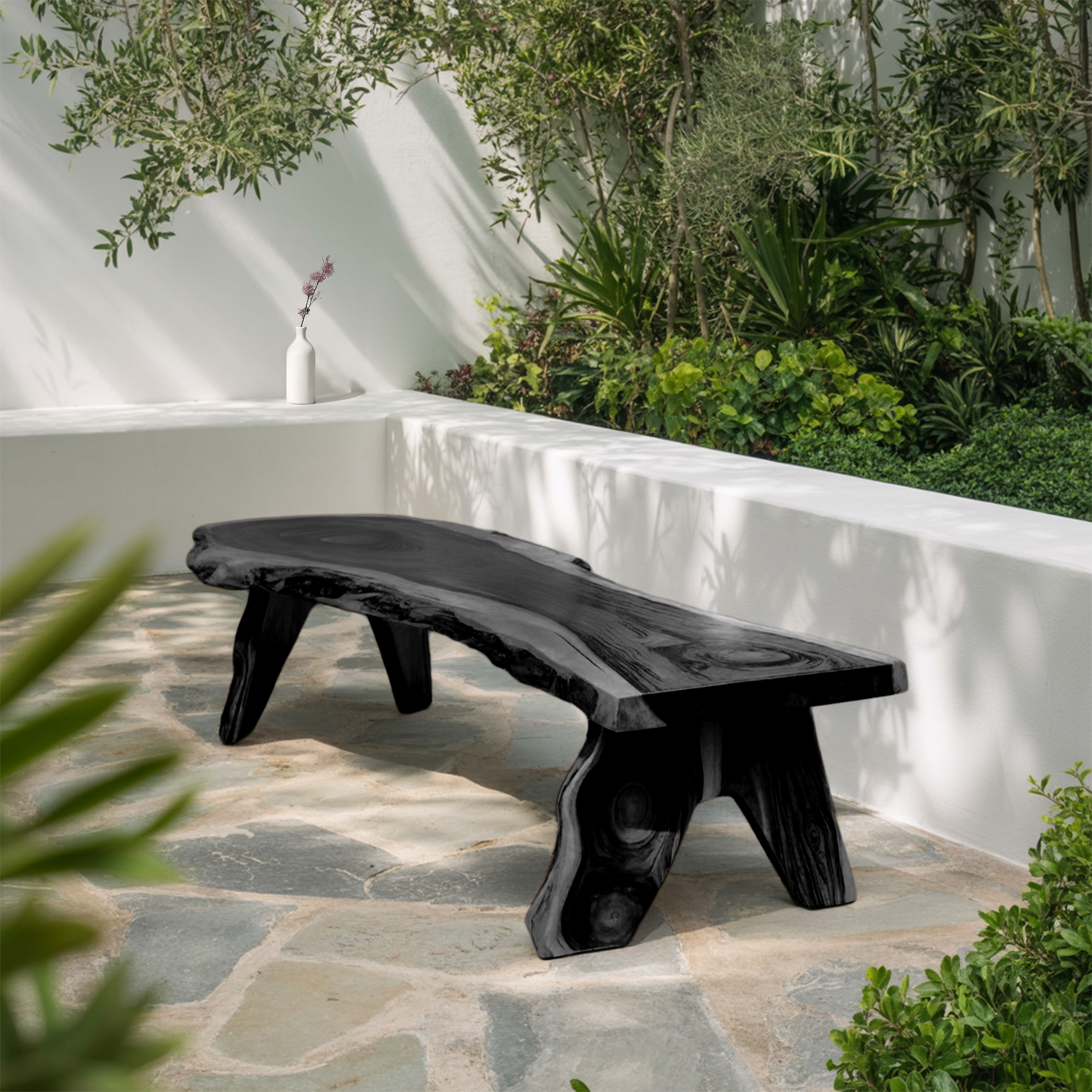 Rustic Live Edge Wooden Bench For Patio Or Garden Lynnsnail