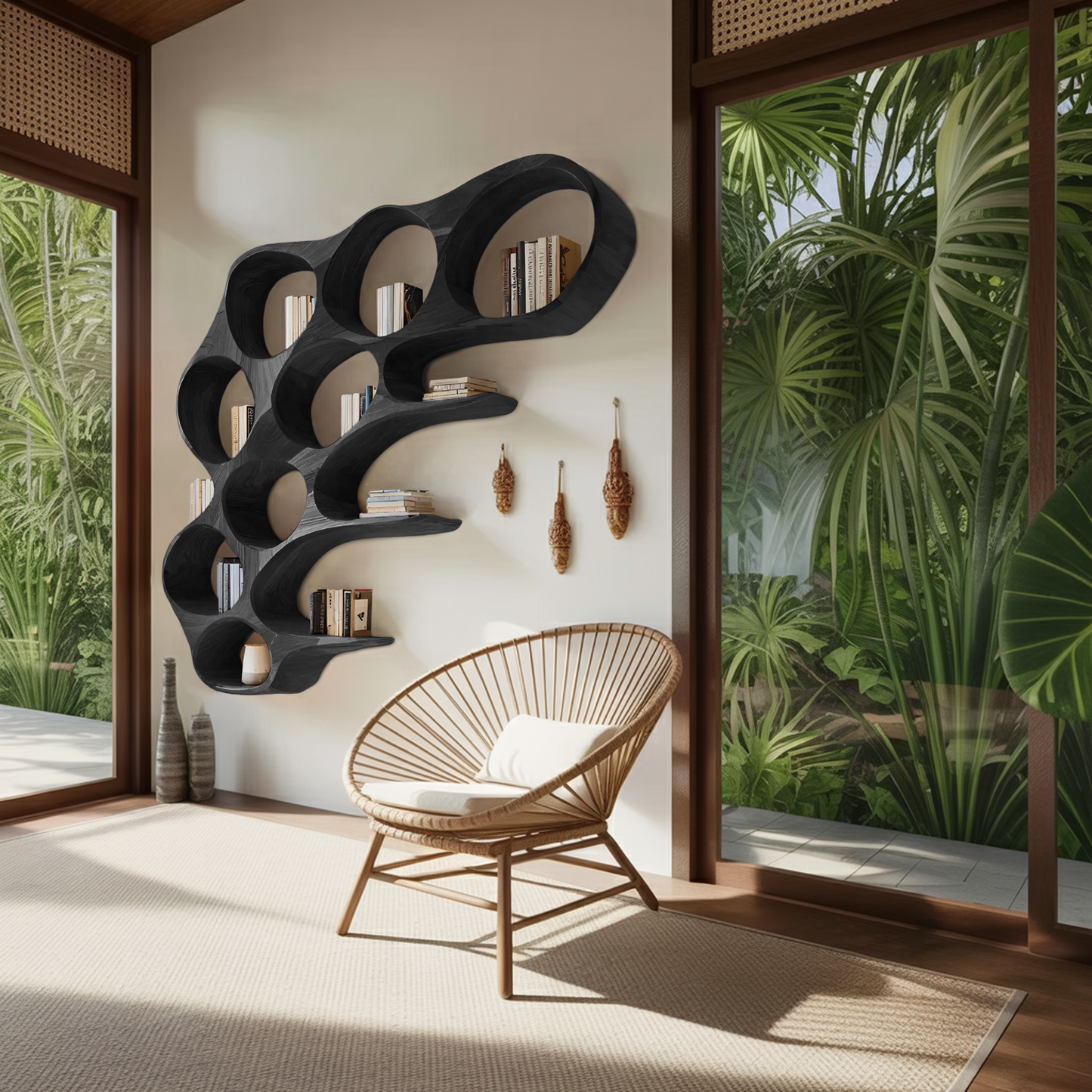 Organic Honeycomb Shaped Wall Mounted Bookshelf For Bedroom Lynnsnail