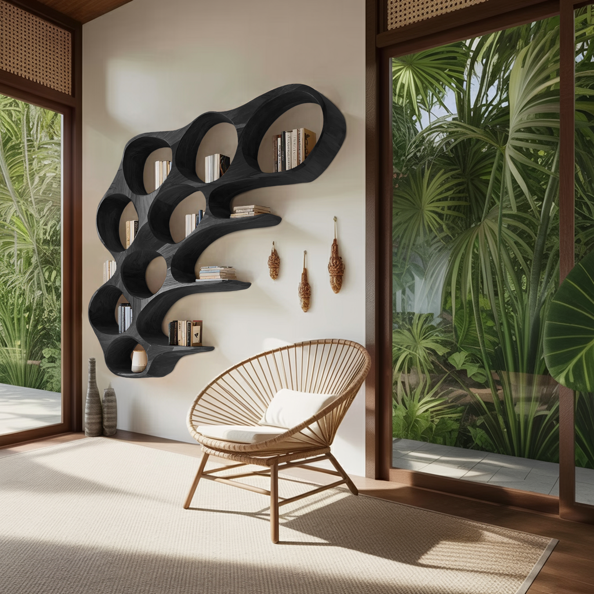 Organic Honeycomb Shaped Wall Mounted Bookshelf For Bedroom Lynnsnail