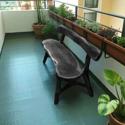 Rustic Live Edge Bench With Backrest For Garden Patio And Balcony Lynnsnail