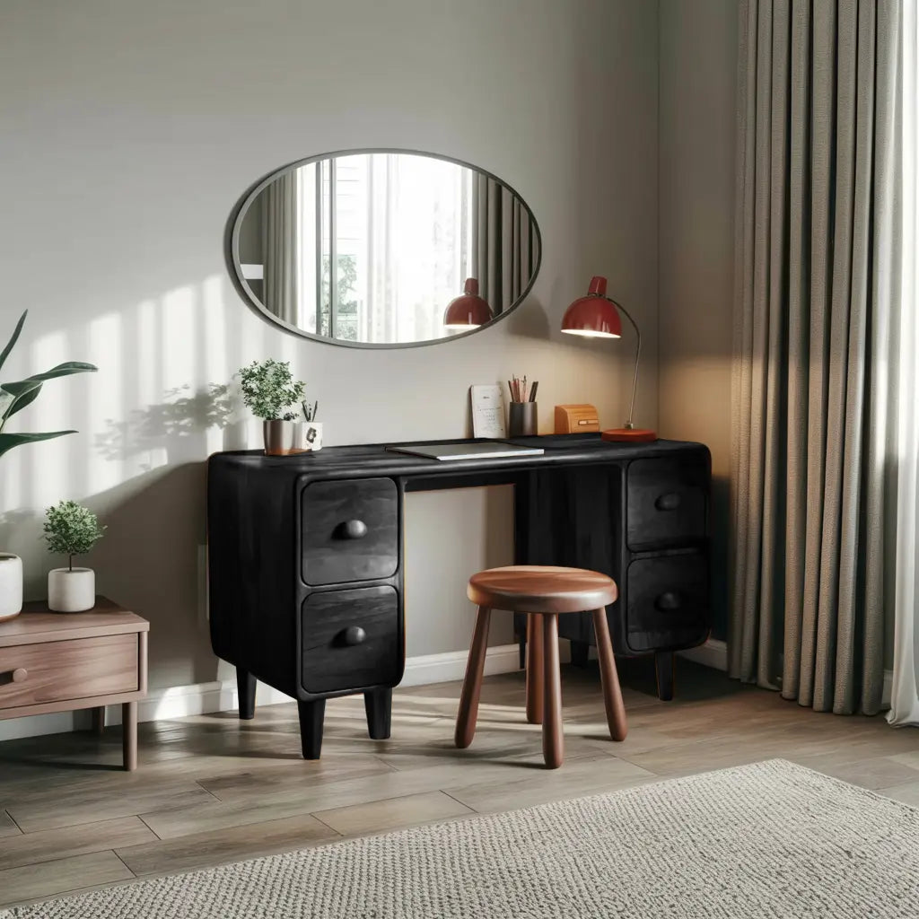 Modern Rounded Corner Desk With Drawers For Home Office Workspace Lynnsnail