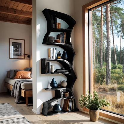 Modern Bookshelf With Curved Design For Study Lynnsnail