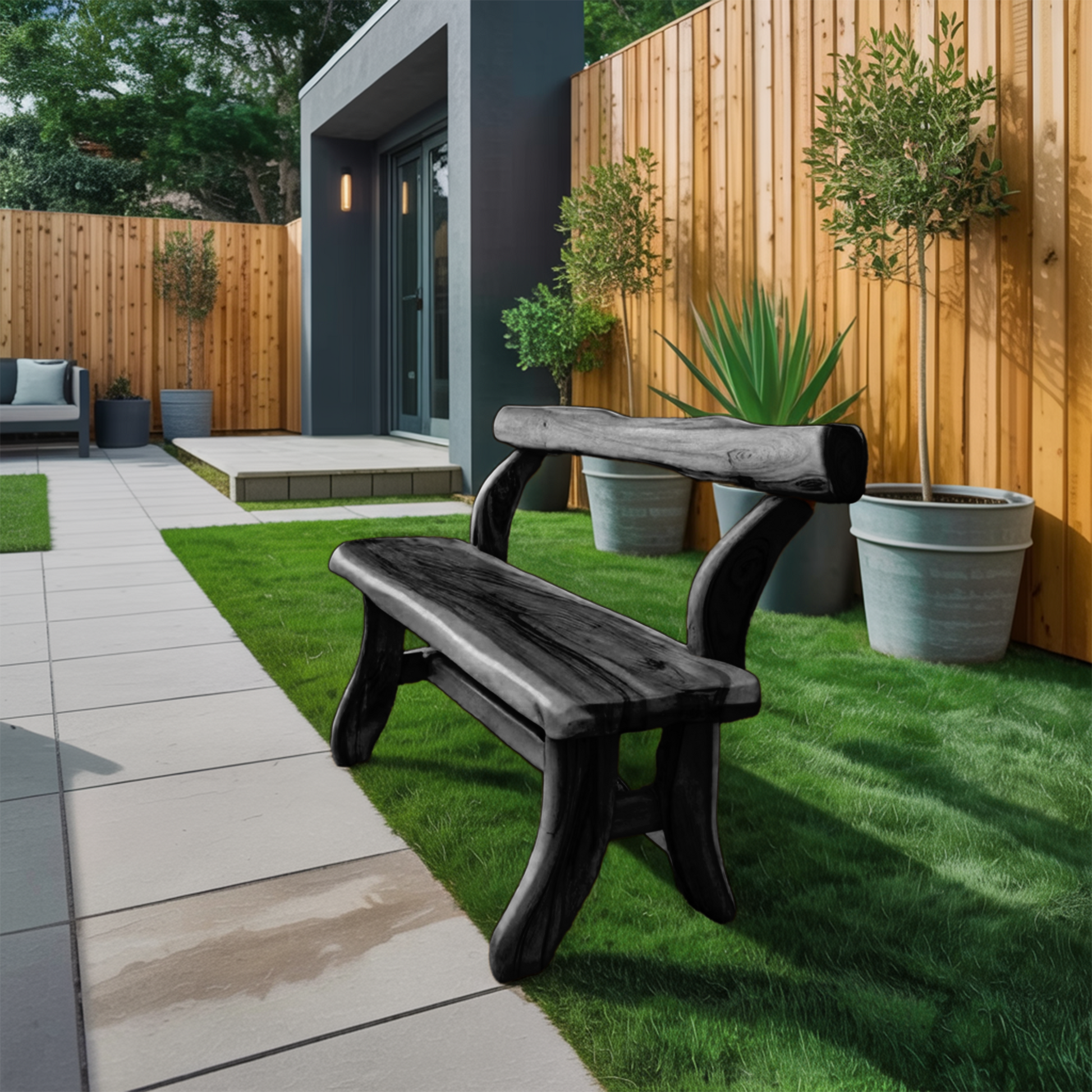 Rustic Garden Bench With Curved Seat For Patio Pathway And Front Porch Lynnsnail