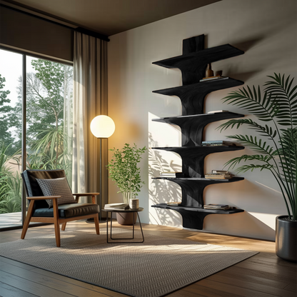 Contemporary Wood Wall Mounted Bookshelf For Home Interior Lynnsnail