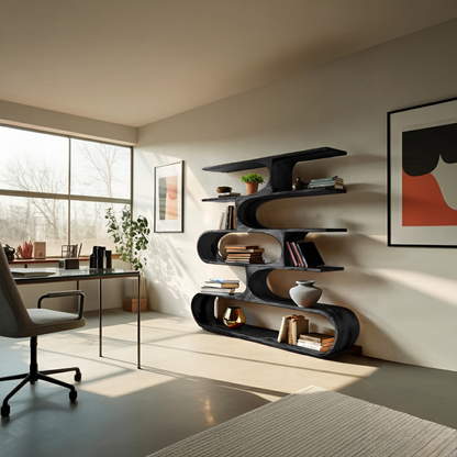 Artistic Curved Bookcase For Living Room Decor Lynnsnail