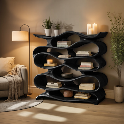 Sculptural Bookshelf Cabinet For Living Room And Office Lynnsnail