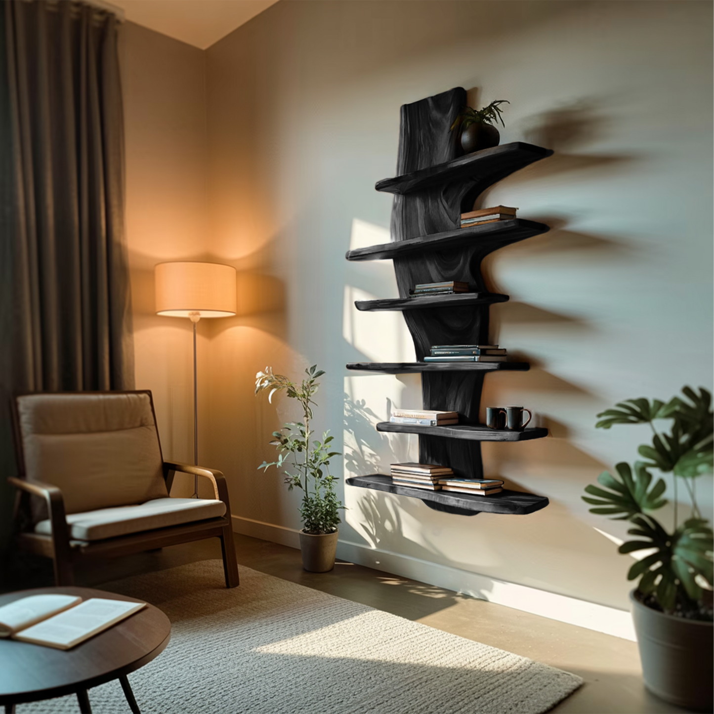 Modern Wooden Floating Bookshelf For Living Room Decor Lynnsnail