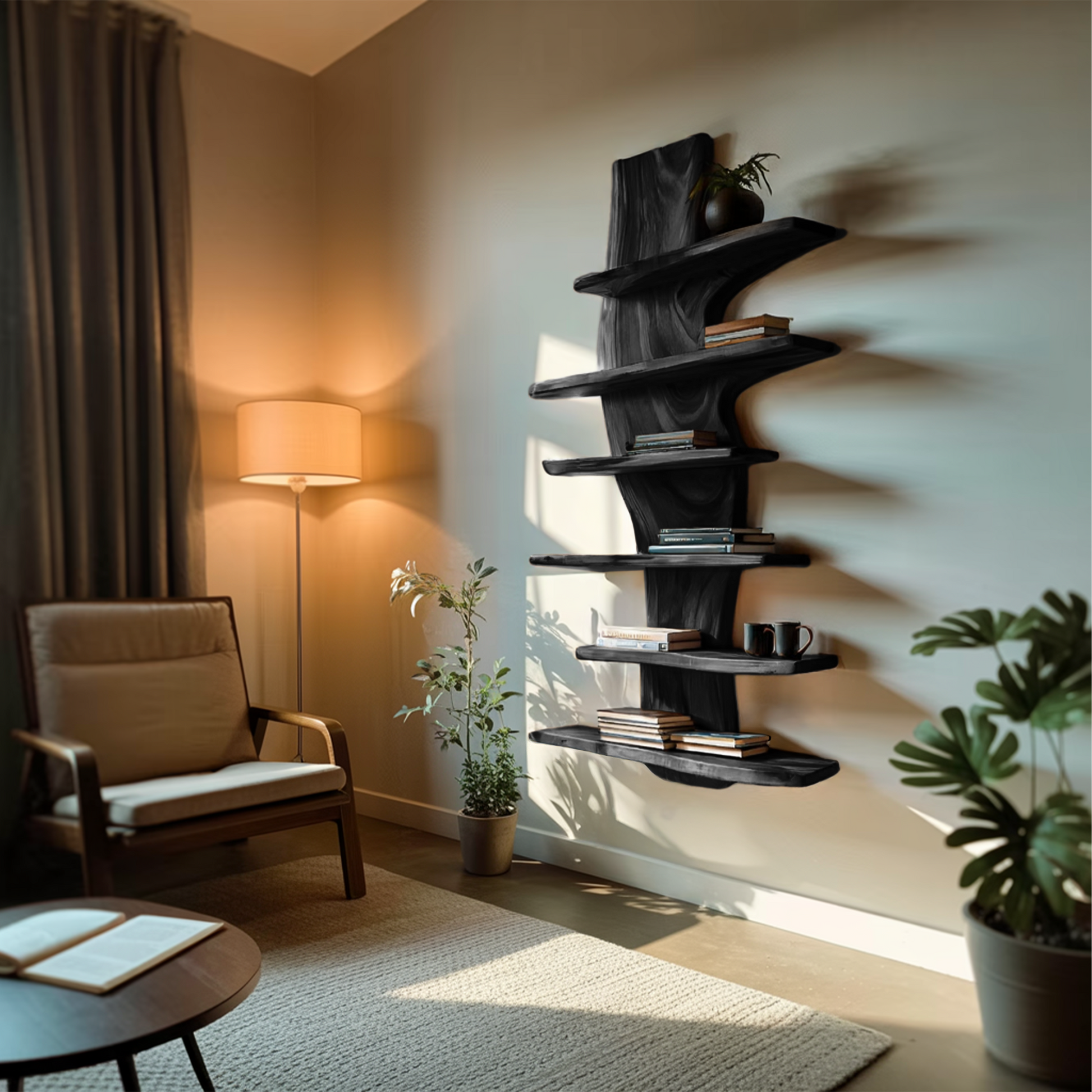 Modern Wooden Floating Bookshelf For Living Room Decor Lynnsnail